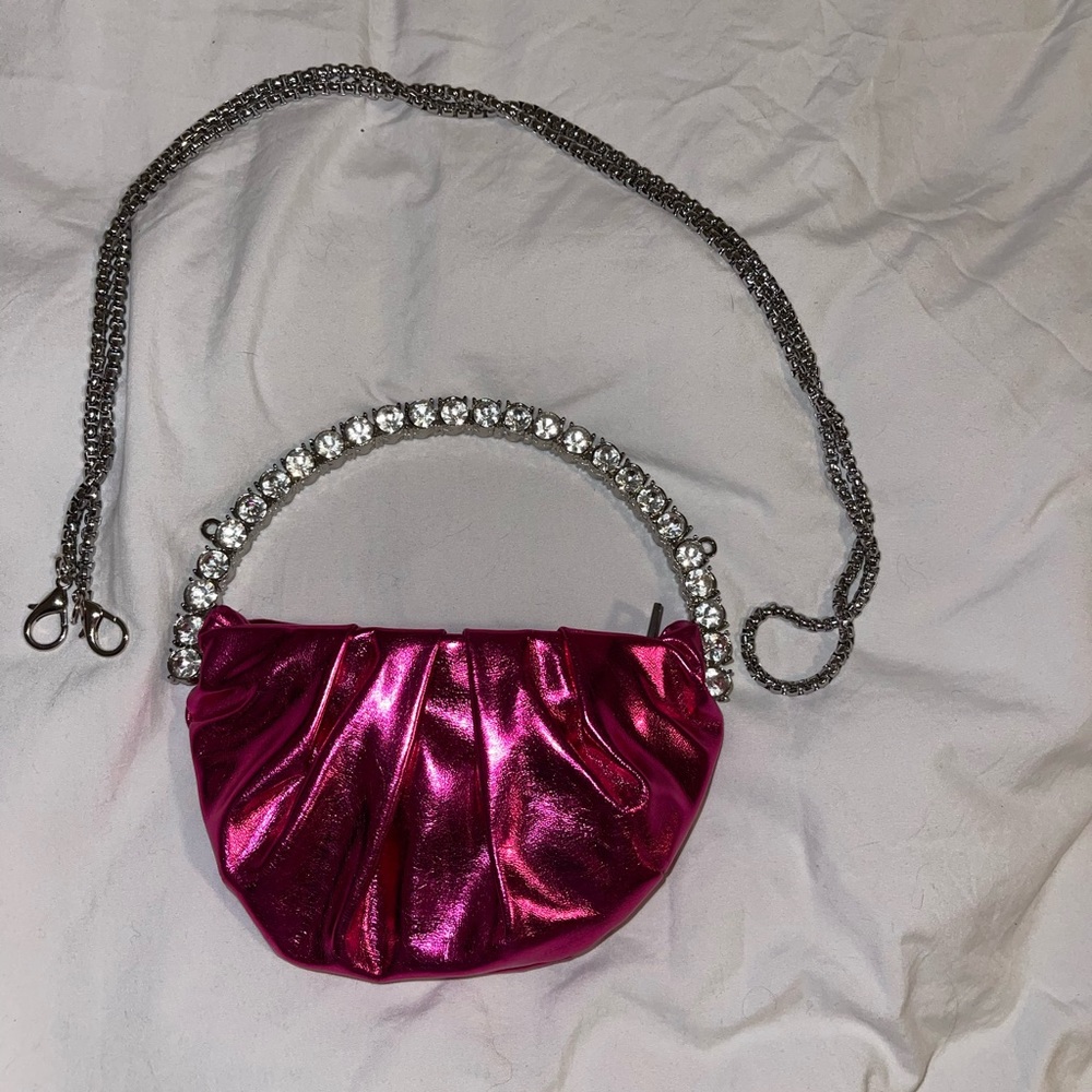 Hot pink purse with long strap